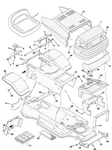 Chassis And Hood Diagram and Parts List for 31720X51A 1997 Briggs and Stratton Lawn Tractor